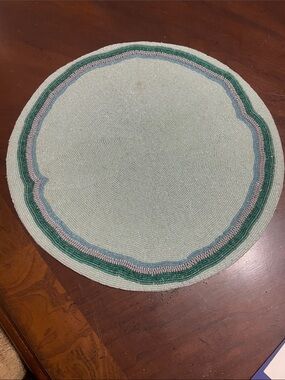 Kim Seybert Round 97% Glass Beaded Placemat in Light Blue, Green